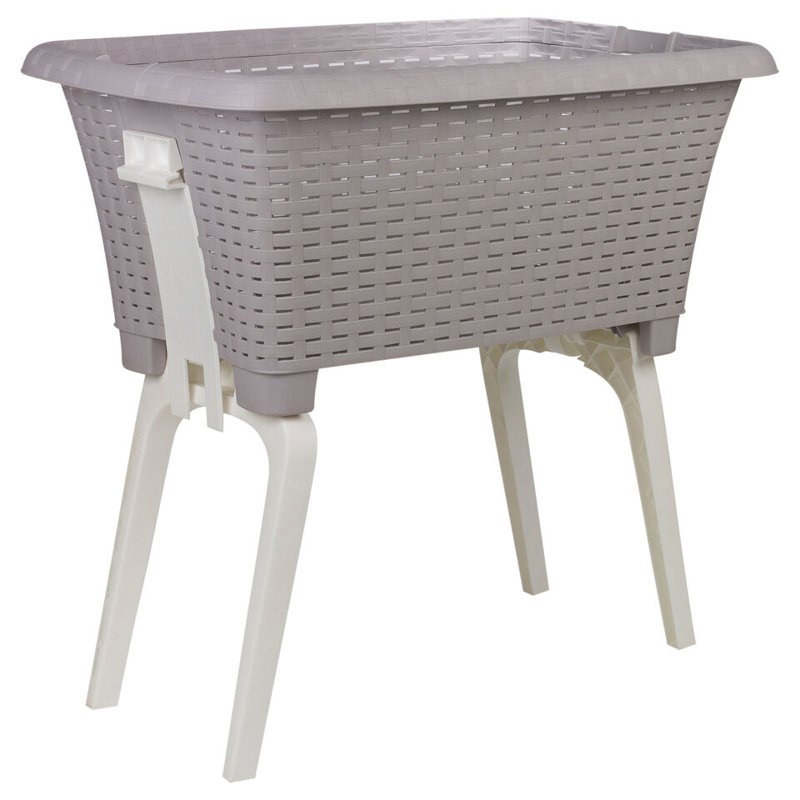 Plastic Laundry Basket, Grey