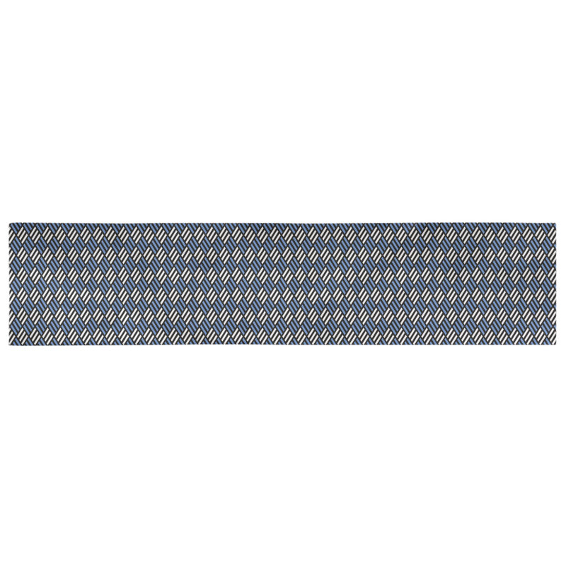 Chemin de table losanges à rayures Avicia, 73,5 po x 17,5 po, Noir / Bleu, Coton