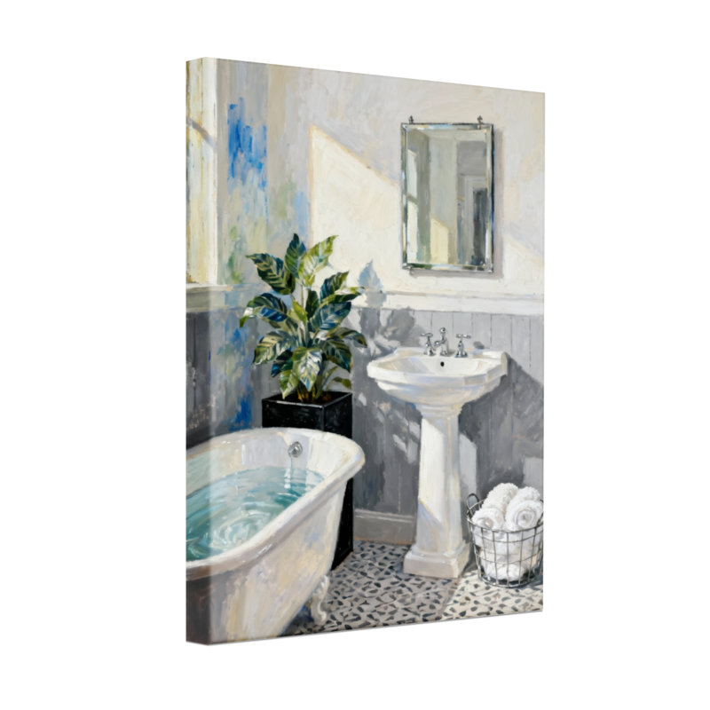 Scène de salle de bain avec lavabo et plante Bath & Laundry, H 24 po x l 16 po
