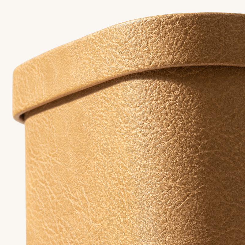 Corrugated Paper Rectangular Storage Box With Vegan Leather Lid Set 3, Camel