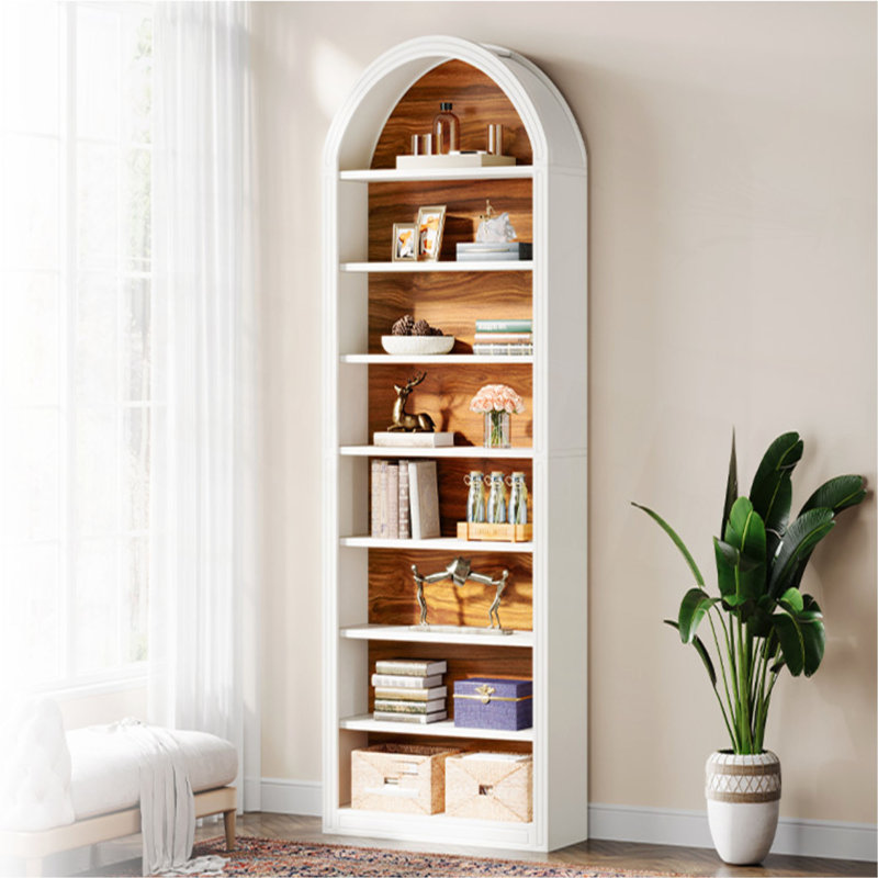 79.53" Tall 8-Tier Arched Open Display Storage Shelving Unit for Living room, Office, Bedroom, White