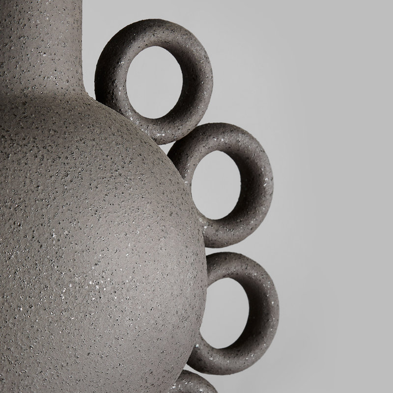 Ringlets Handmade Ceramic / Porcelain Table Vase, 22.5" H x 10.75" W x 5" D, Black