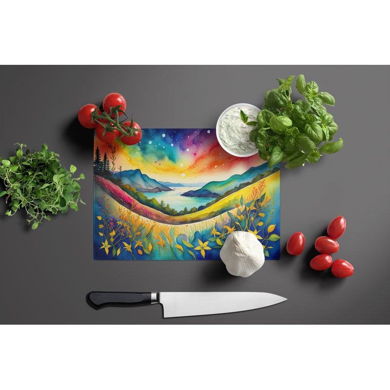 Hypericum or St. John�s Wort in Color Glass Cutting Board Large