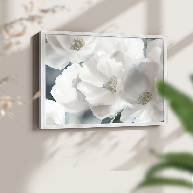 Série florale - XIXe - Reproduction encadrée - Restickable, H 22 po x l 28 po, Blanc