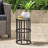 Patio Side Table With Grey Ceramic Tile Surface And Stable Iron Frame In Solid For Outdoor Use