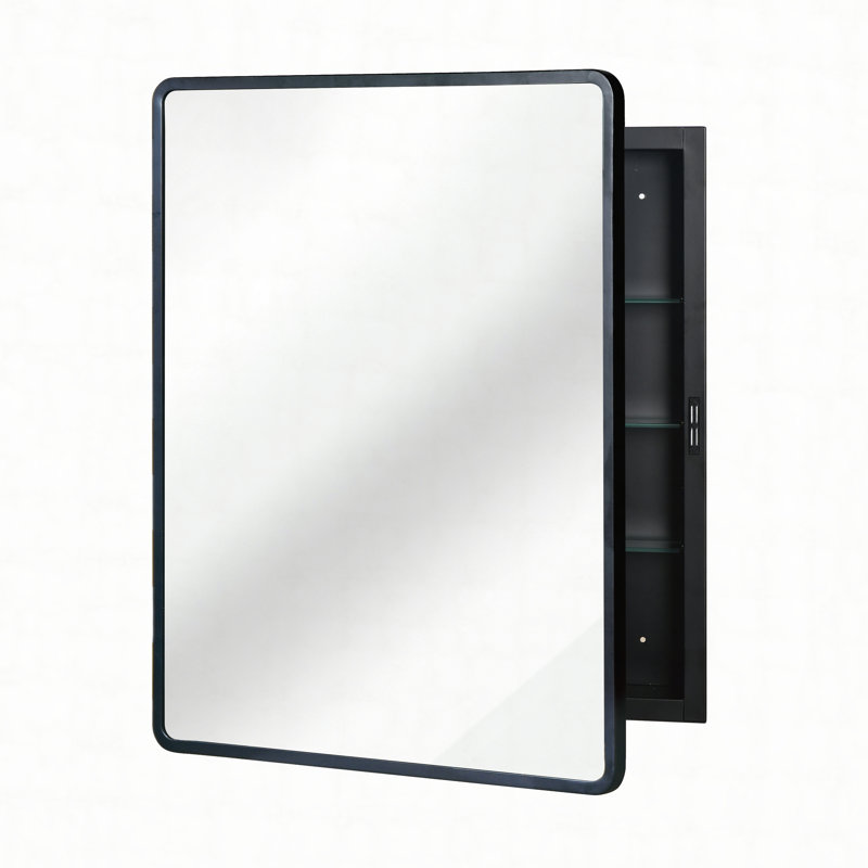 Armoire à miroir murale noire, 24"
