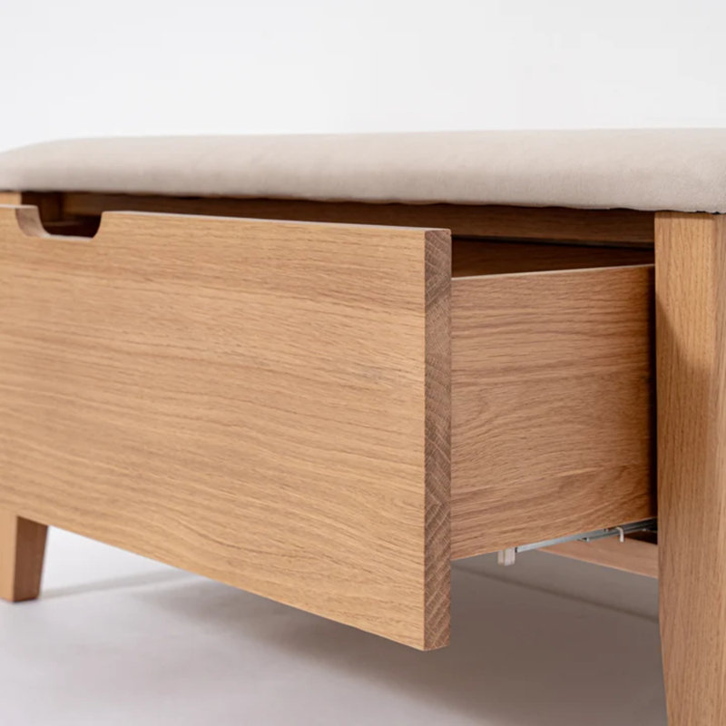 Banc Oslo en chêne blanc américain 35 po – Tissu Riely