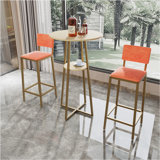  Bar table and chairs three piece set, frame, sponge made seat cushions and backrests, bar table with storage function