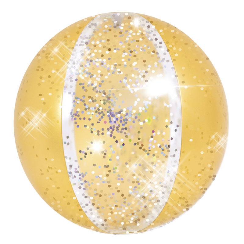 Ballon de plage gonflable à paillettes - 16 po - Jaune, Orange