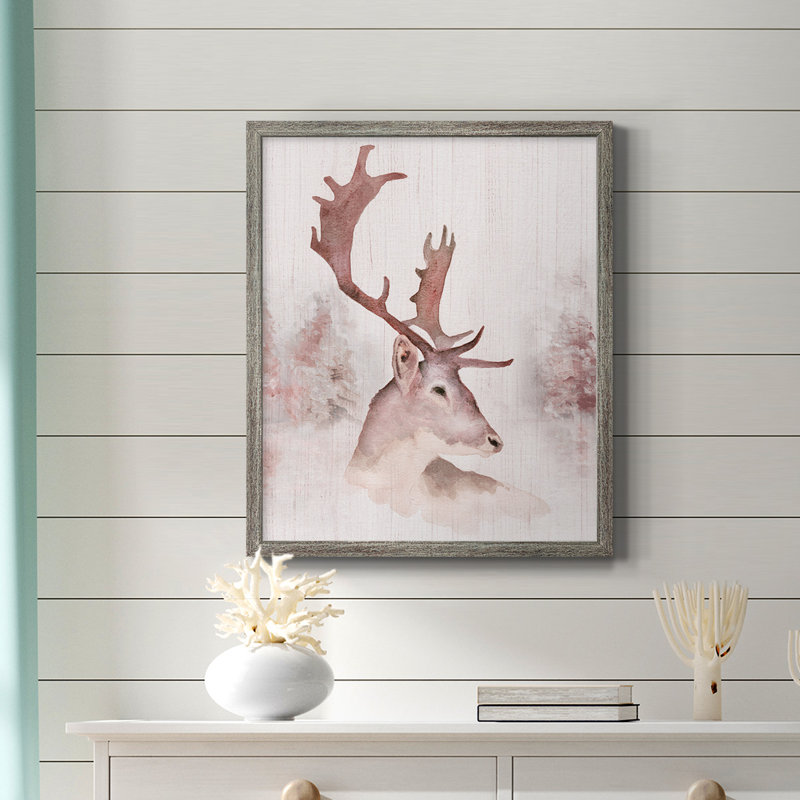 Toile encadrée de qualité supérieure Blush Deer, Argent patiné, H 24 po x l 20 po