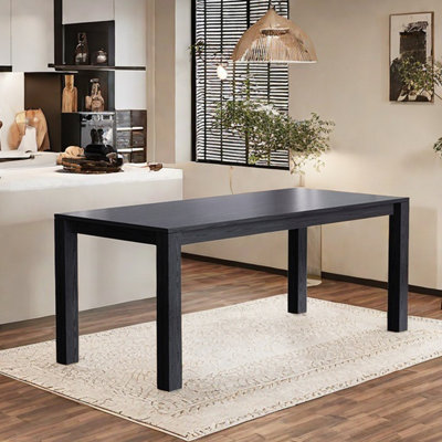 Table de salle à manger rectangulaire en bois massif noir