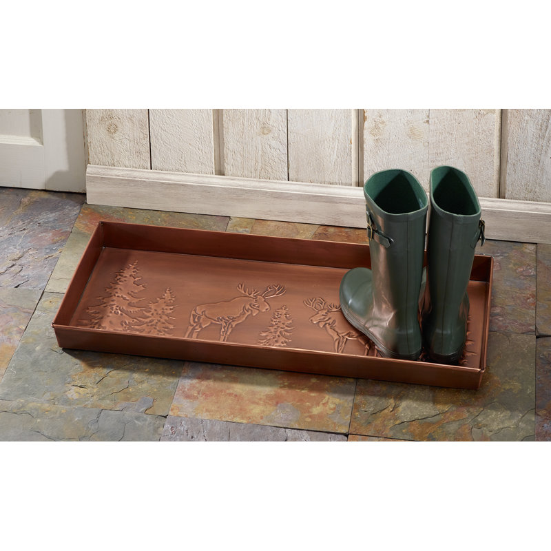 Antique Copper Moose 30 in. x 13 in. Indoor Boot Tray