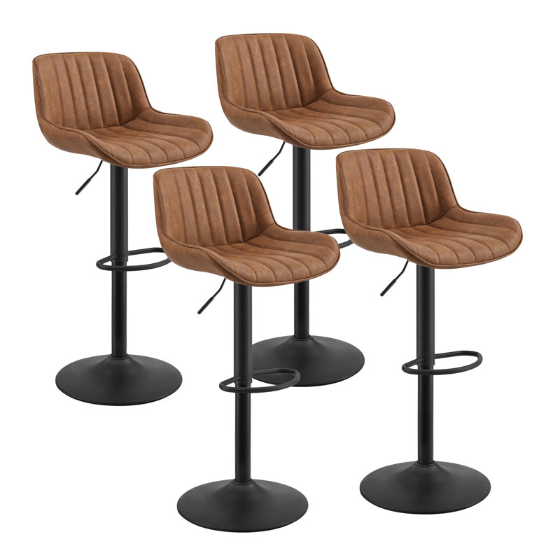 Adjustable Height Swivel Bar Stool, Yellow/Brown