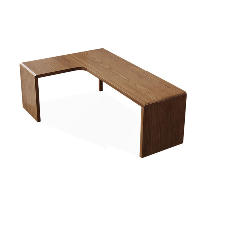 Bureau rectangulaire en bois massif brun clair, H 29,53 po x l 62,99 po x P 55,12 po, Retour à gauche