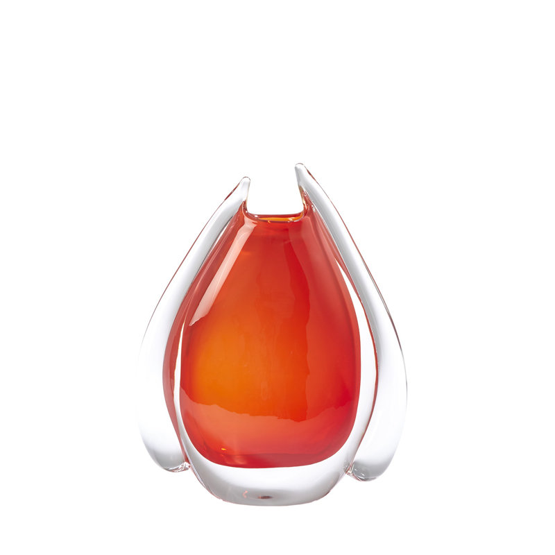 Fin Vase, 12.5" H x 4" W x 9.5" D, Orange/Yellow