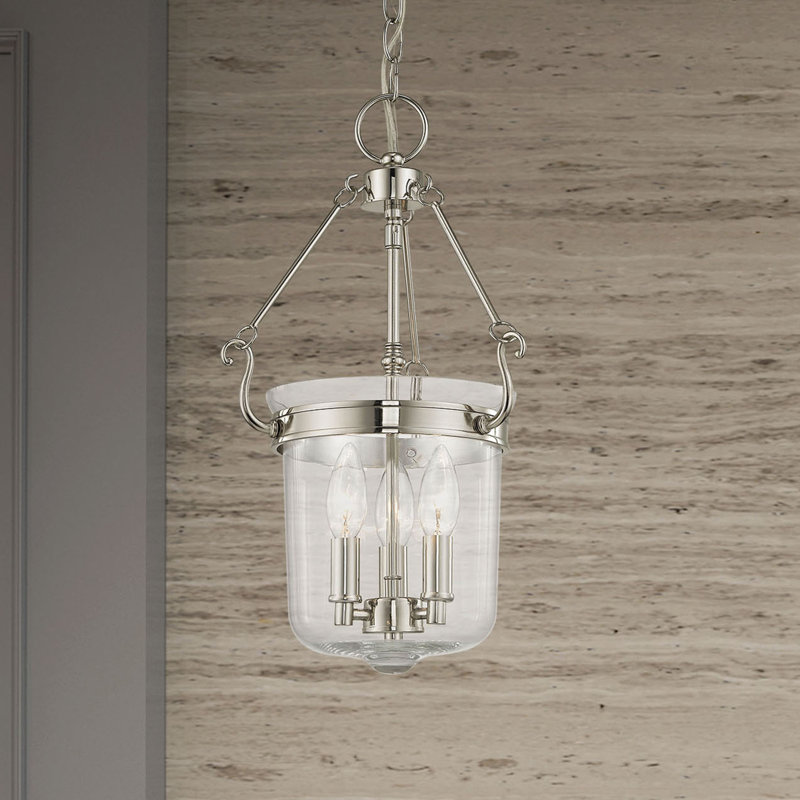 Luminaire suspendu simple à 3 lumières Noank, Clair, Polished Nickel