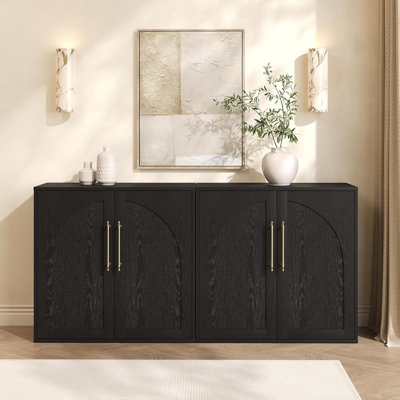 Armoire de rangement arquée avec 2 tablettes réglables, buffet de petite ferme moderne