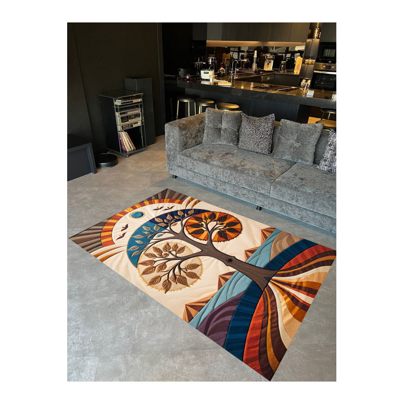 Tapis décoratif lavable à la machine à motif abstrait arbre de vie Paris Collection Paris