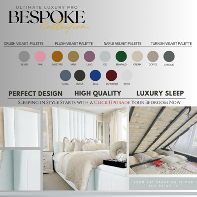 Ottoman Upholstered Bed - Apex Plush Velvet Gas Lift Storage with Headboard