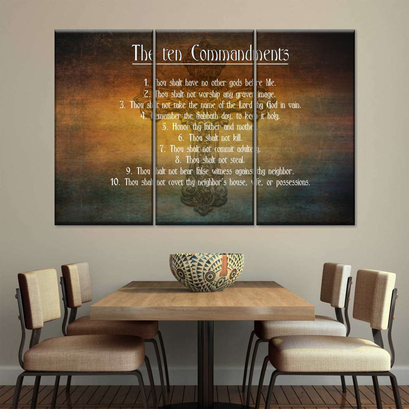 " Bible's Ten Commandments " 3 - Pieces, 20" H x 33" W x 1.25" D