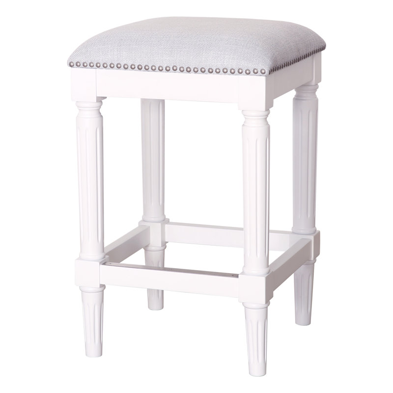 Tabouret de bar et de comptoir Bertia, Gris / blanc campagnard, Tabouret de comptoir (siège d'une hauteur de 25,7