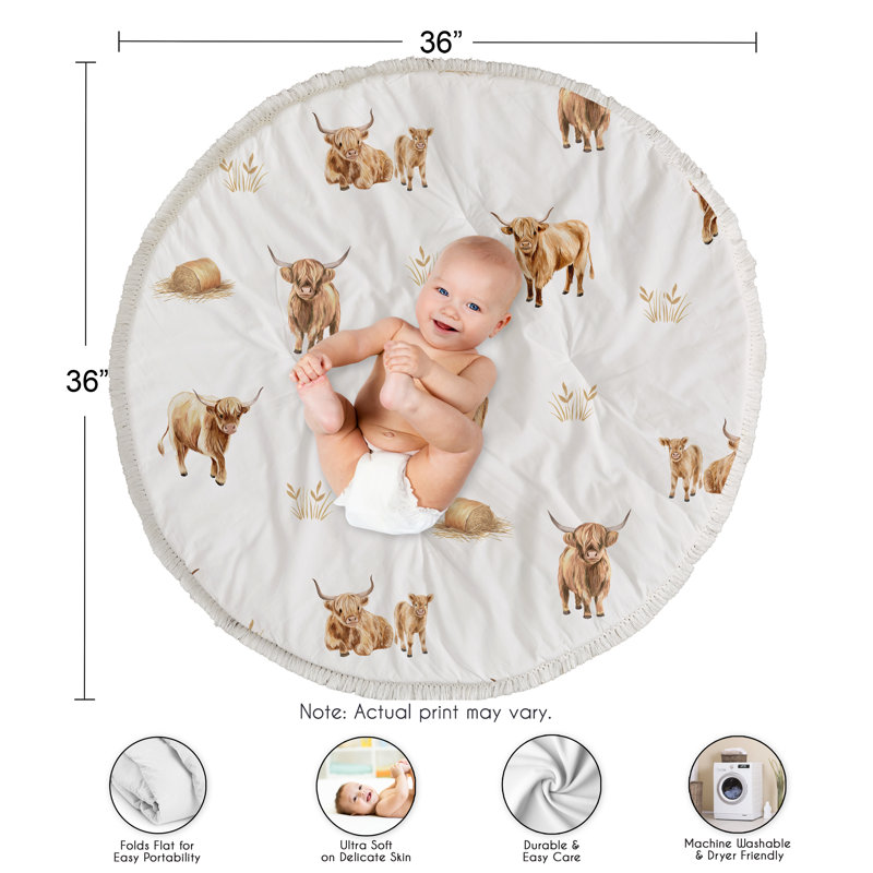 Tapis de jeu Boho Highland Cow Baby par Sweet Jojo Designs