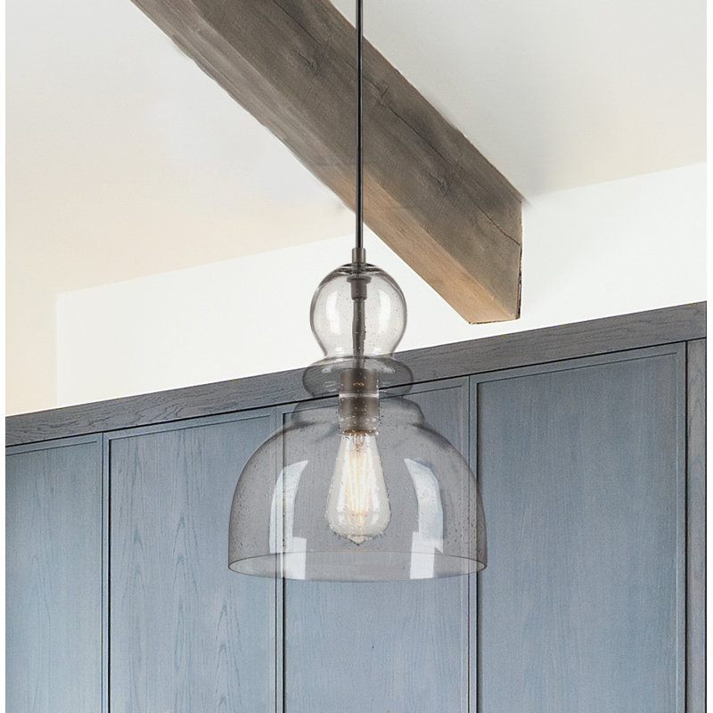 Luminaire suspendu en forme de cloche à 1 lumière Lomita, Bronze noir, 12.5" H x 9.75" W x 9.75" D, Non