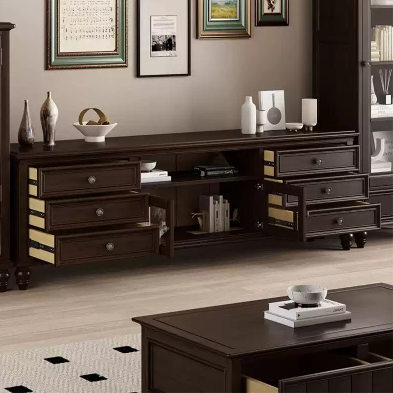 Meuble télé de style américain rétro, Noir noyer, 78.74"