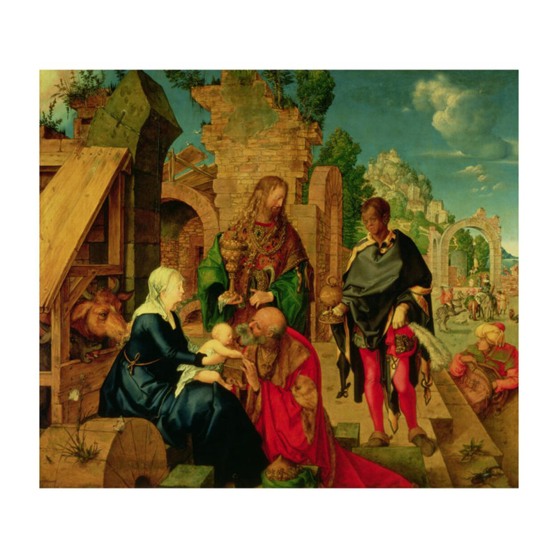 Adoration des mages par Albrecht Dürer - Estampe numérique, H 32 po x l 40 po