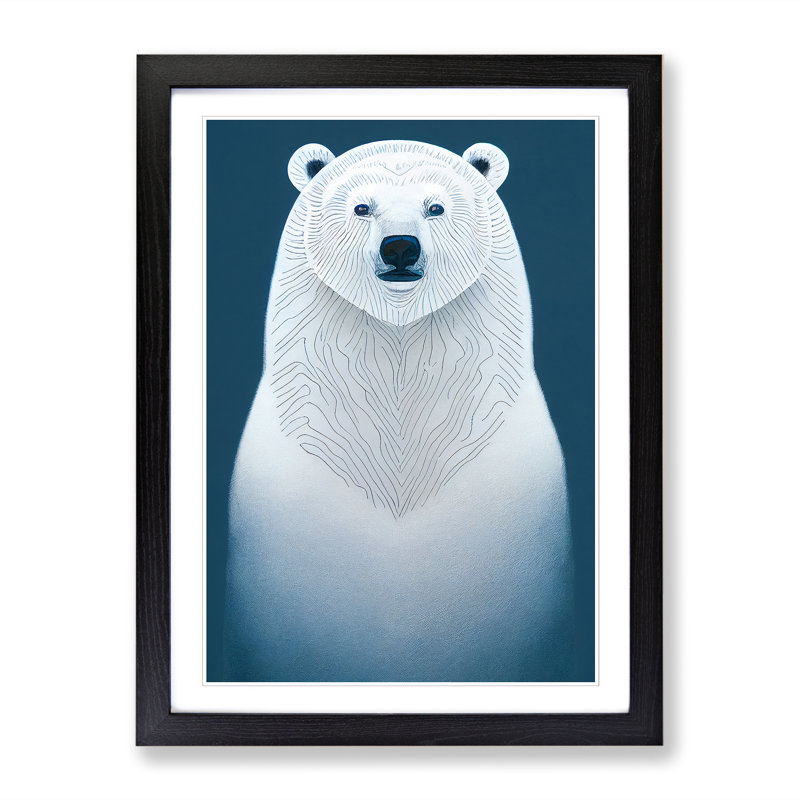 FRM-V0523-1883X Polar Bear - Picture Frame Print, 34cm H x 25cm W x 2cm D, Oak