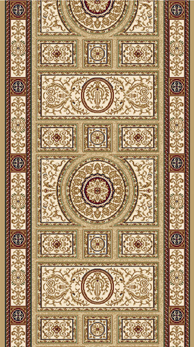 Beige/vert tapis Pitman, Rectangle 2 pi 7 po x 2 pi 7 po