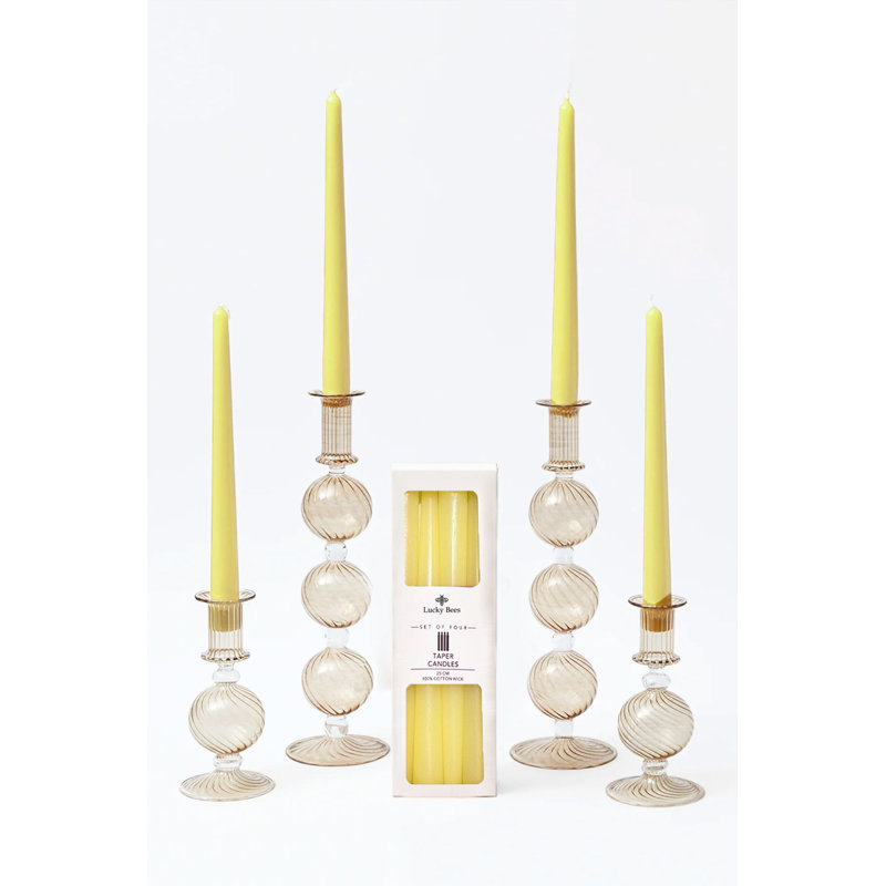 Ensemble de bougies sans parfum de qualité supérieure (4 pièces), jaune, 3,9 po x 9,8 po | 100% cire de paraffine avec mèches de coton | Sécuritaire pour un usage domestique, parfait pour les événements et la décoration, durée de combustion longue durée, cadeau idéal pour toute occasion