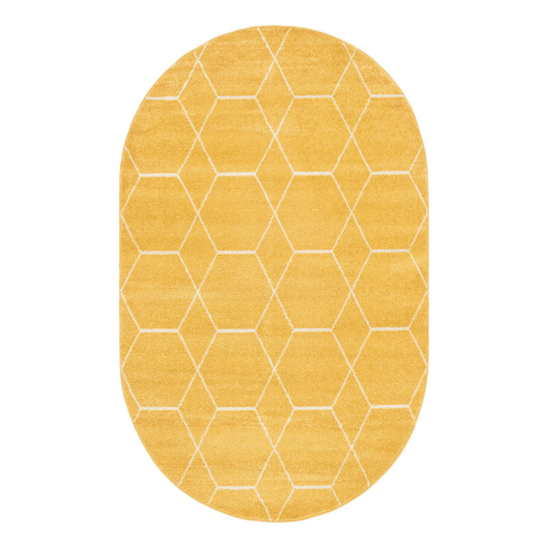 Debrodie Geometric Area Rug, Oval 5'3" x 8', Dark Gray