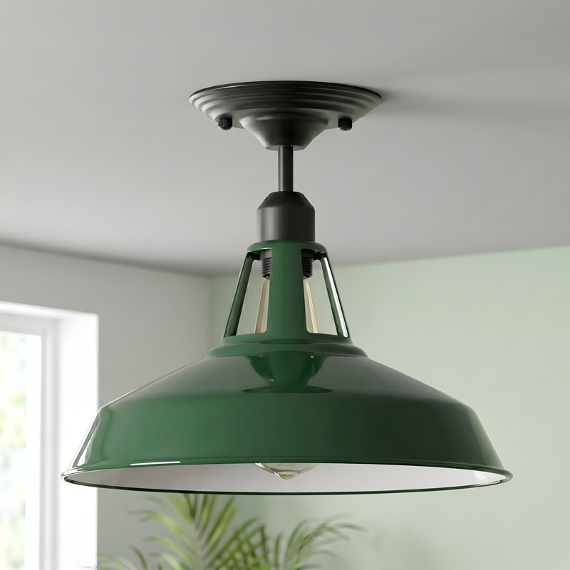 Lina Semi Flush Mount, Black, Green