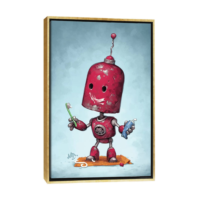 « Brave face » par Matt Dixon-impression, Pas de tapis, Toile encadrée d'or, H 26 po x l 18 po x 1,5 po