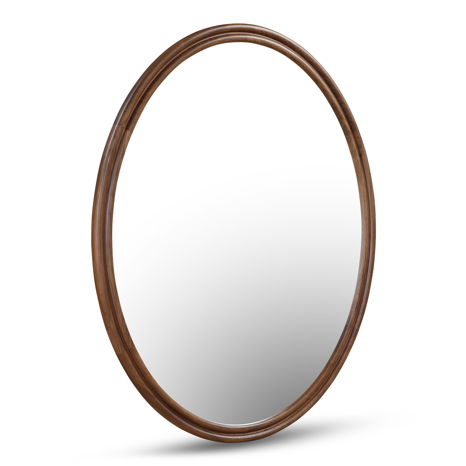 Alcott Large Round Mirror, 40" x 32", Oval, Wanut
