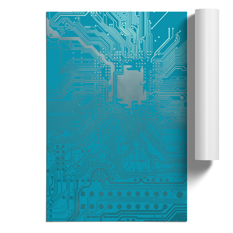 Blue Twilight Circuits - Frameless Print, 59cm H x 42cm W x 0.1cm D