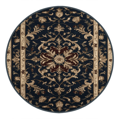 Machine Washable French Black Area Rug