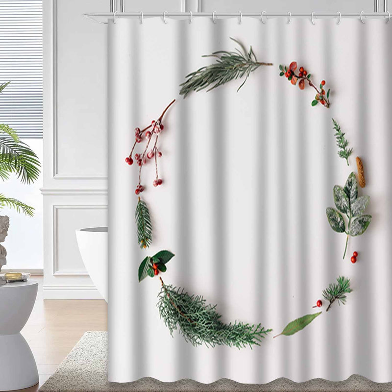 Rideau de douche blanc imperméable, rideaux de douche pour la salle de bain avec 12 crochets, 72" L x 72" W