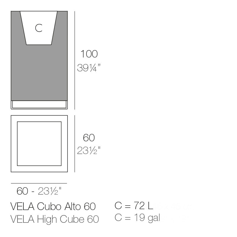 Vela Resin Pot Planter, 39.25" H x 23.5" W x 23.5" D, Steel