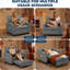 Lit gigogne escamotable, canapé-lit convertible 3 en 1 avec coussin lombaire à massage vibratoire, fauteuil inclinable simple avec port USB / Type-C, porte-gobelets et poche latérale pour petits espaces-1908571881