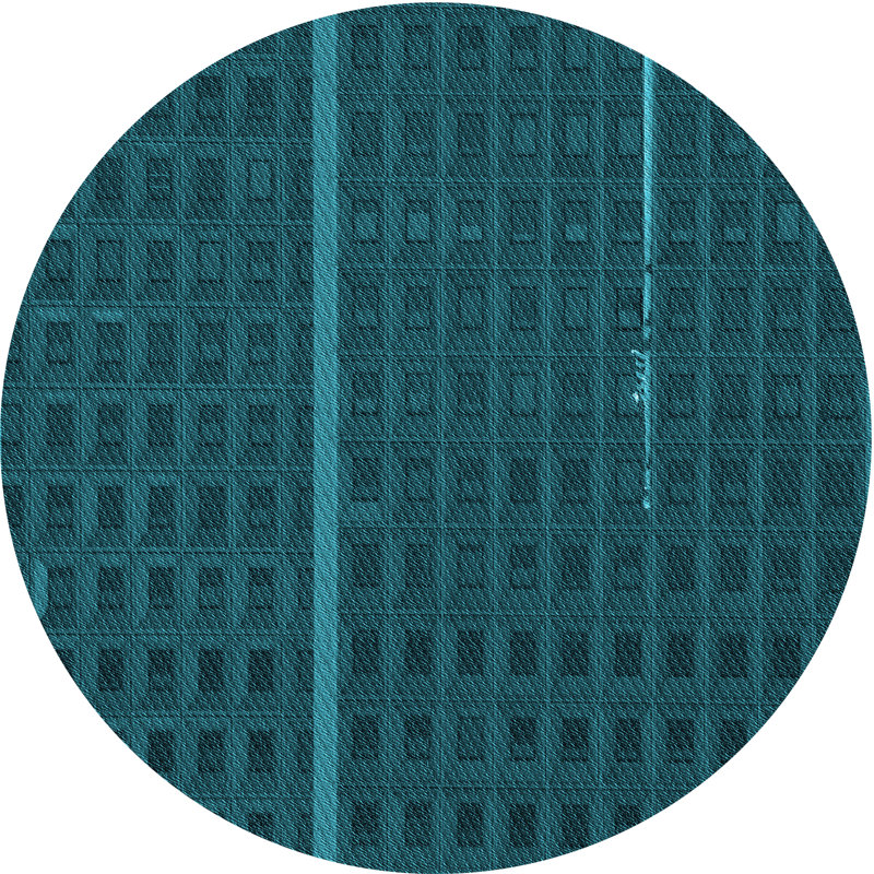 Tapis abstrait en laine bleu sarcelle, Rond 4 pi