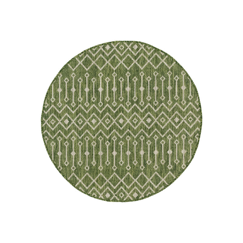 Adley Geometric Indoor / Outdoor Rug, Round 7'10"