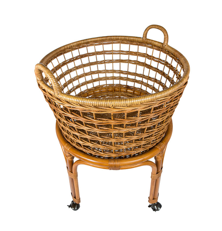 Wicker Rolling Laundry Basket with Handles