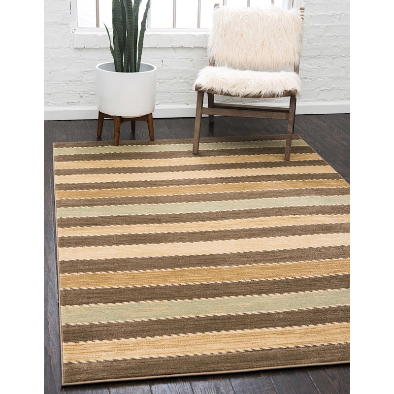 Tapis à motif géométrique brun Frederica, Rectangle 10 pi x 13 pi