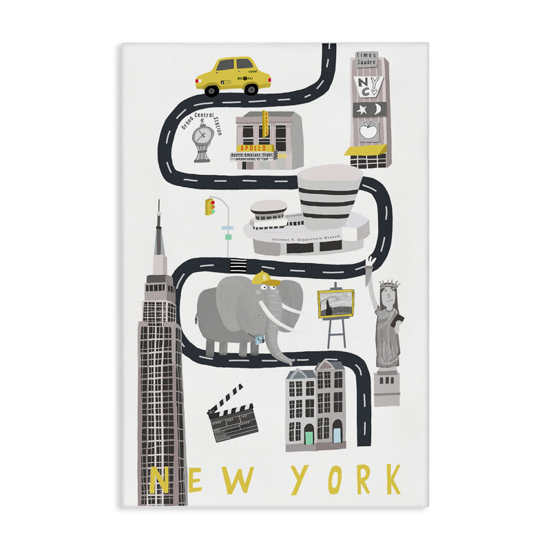 Toile de ville fantaisiste New York, par Carla Daly, H 36 po x l 24 po