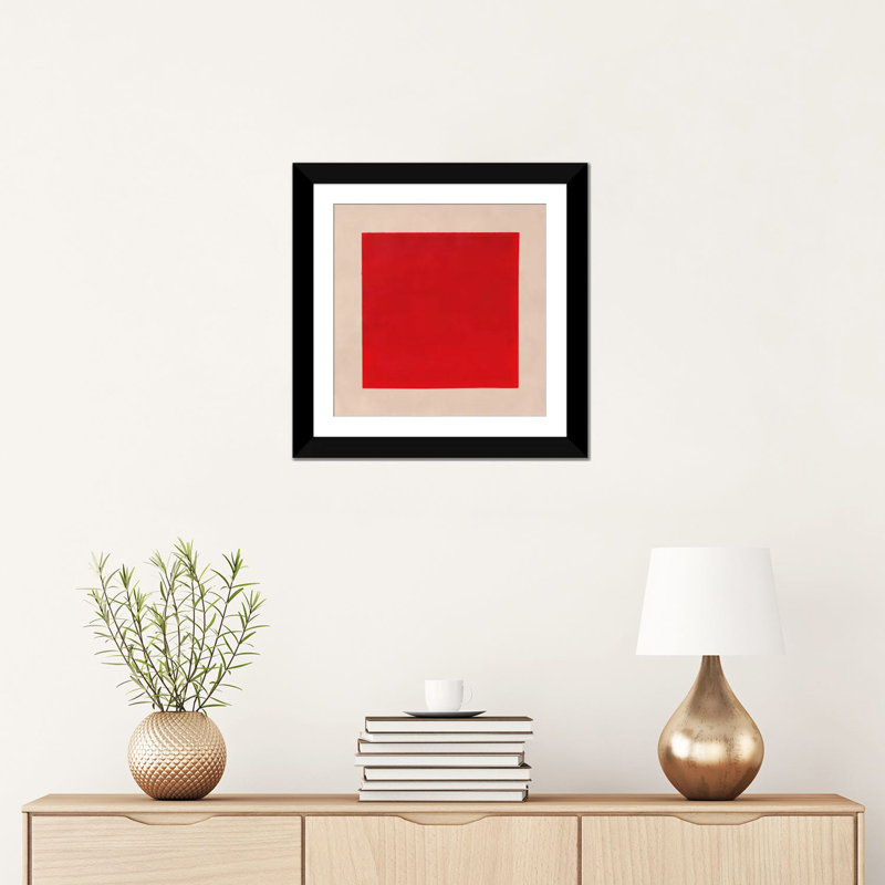 Albree Modern Square, impression sur toile, H 16 po x l 16 po x P 1 po, Papier avec cadre noir, Blanc