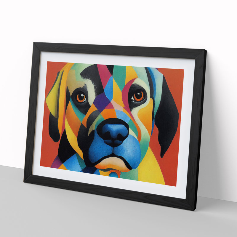 Abstract Dog Portrait Vol.1 - Framed Print, 25cm H x 34cm W x 2cm D, Black