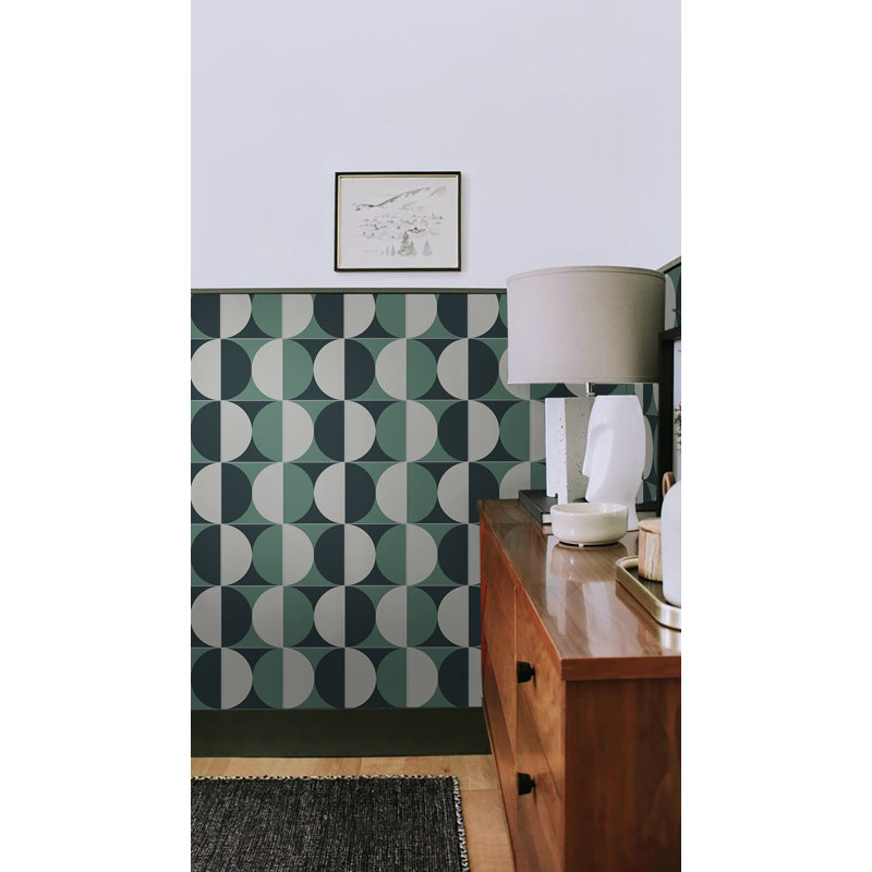 8" x 8" Rigid Green DIY Peel & Stick Graphic Patterned Tile Backsplash