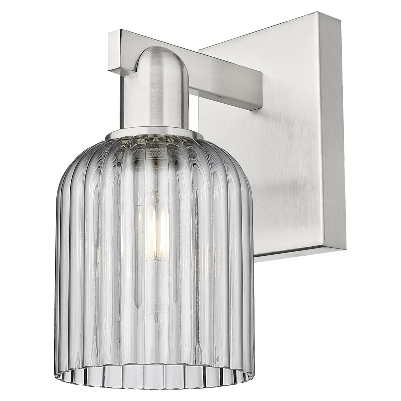 Downtown Urban - Franklin - 1 Light 5" Wall-mounted Sconce - Deco Swirl Shade, Brushed Satin Nickel, Light Smoke
